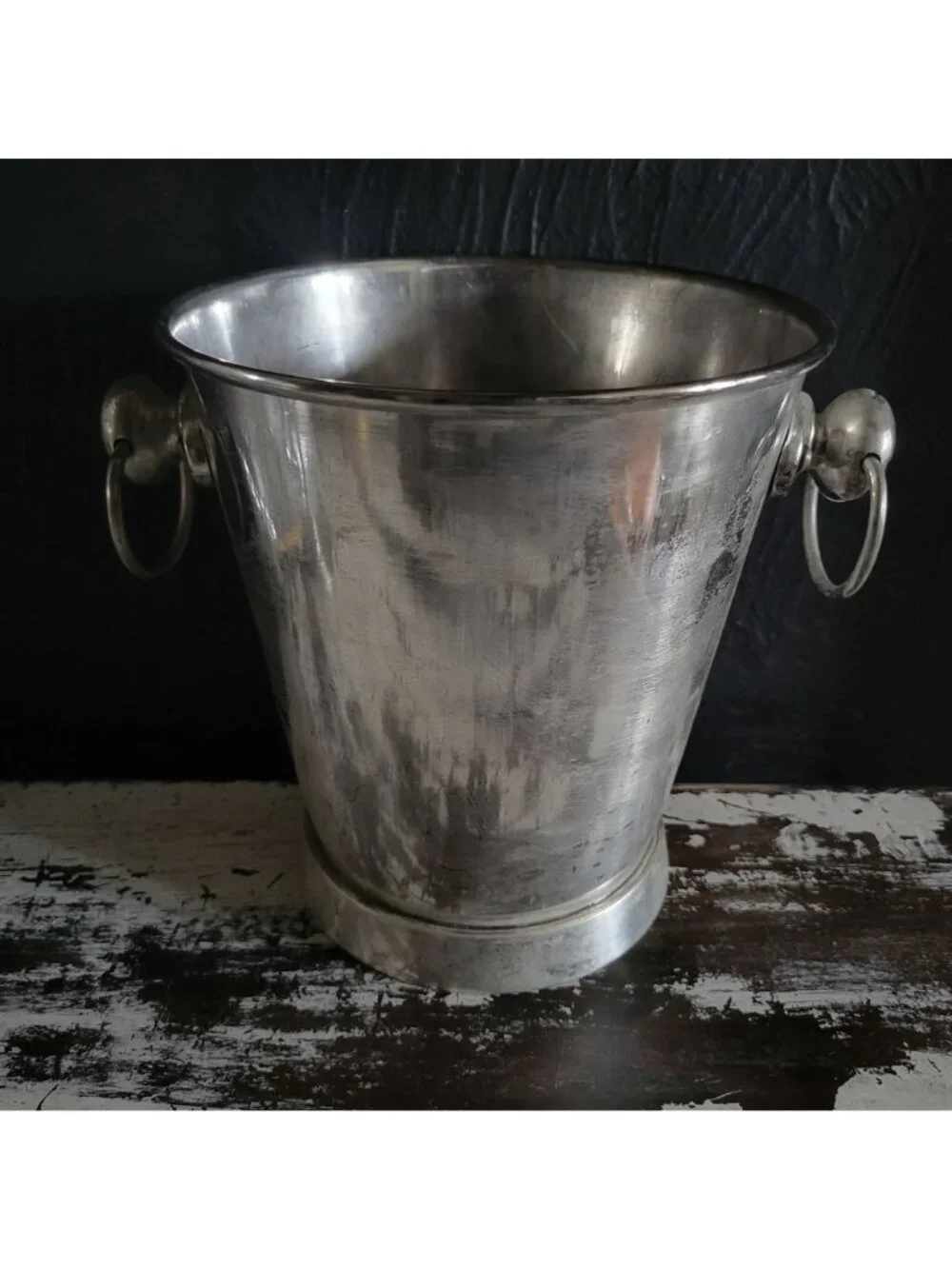 Sur La Table Champagne Bucket Weathered Silver-Toned Metal With Side Handles